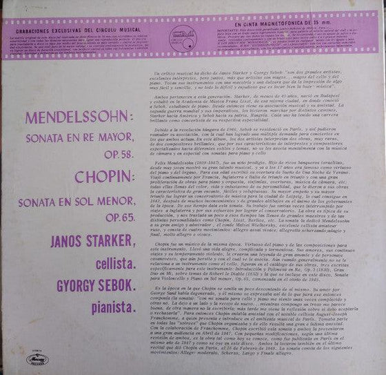Mendelssohn & Chopin - Sonata for Cello and Piano - Janos Starker and Gyorgy Sebok - AudioSoundMusic