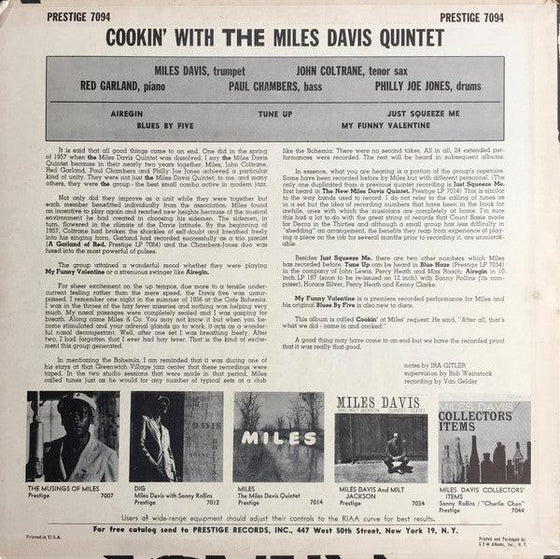 Miles Davis - Cookin' With The Miles Davis Quintet (Mono) - AudioSoundMusic