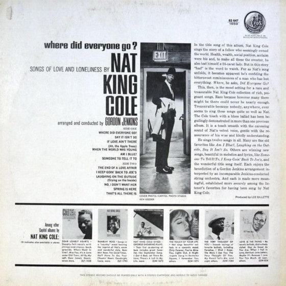 Nat 'King' Cole - Where Did Everyone Go (2LP, 45RPM) - AudioSoundMusic