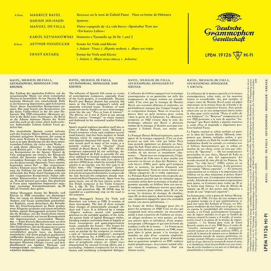 Ravel, Milhaud, De Falla, Szymanowski, Honegger, Krenek - Martzy, Mann, Antonietti, Newlin, Menuhin (Mono) - AudioSoundMusic