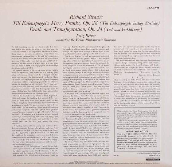 Richard Strauss - Till Eulenspiegel & Death And Transfiguration - Fritz Reiner - The Vienna Philharmonic Orchestra (200g) - AudioSoundMusic