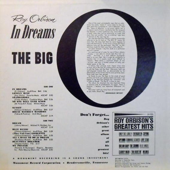 Roy Orbison – In Dreams (2LP, 45RPM) - AudioSoundMusic