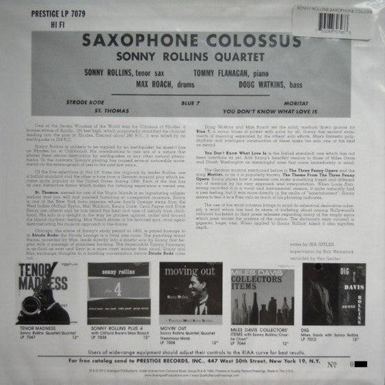Sonny Rollins - Saxophone Colossus (Mono) - AudioSoundMusic