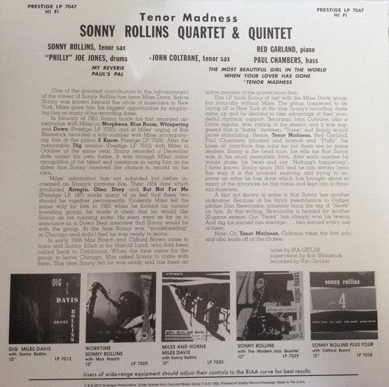 Sonny Rollins - Tenor Madness (Mono, 200g) - AudioSoundMusic