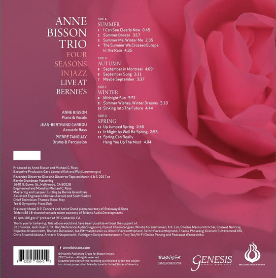 The Anne Bisson Trio - Four Seasons In Jazz Live At Bernie's (D2D, Pink Vinyl) - AudioSoundMusic