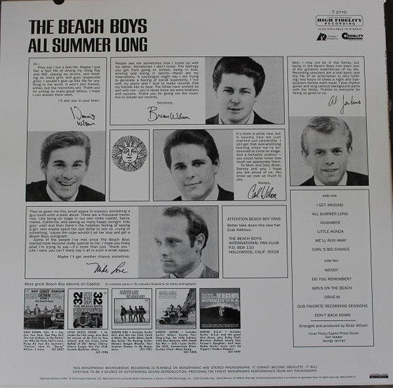 The Beach Boys - All Summer Long (Mono, 200g) - AudioSoundMusic