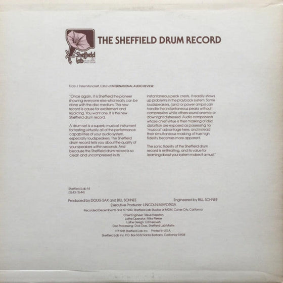 The Sheffield Drum Record (D2D, Test LP, HQ 180 DISC) - AudioSoundMusic