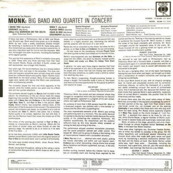 Thelonious Monk - Big Band And Quartet In Concert (2LP) - AudioSoundMusic